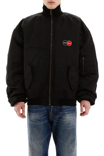 Shop Balenciaga Bomber Jacket With Uniform Logo In Black