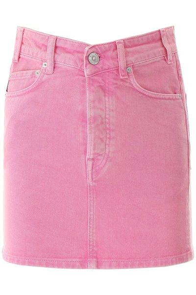 Shop Balenciaga Denim Mini Skirt In Vintage Pink