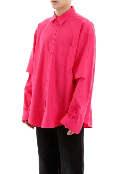 Shop Balenciaga Double Sleeve Shirt In Lipstick Pink