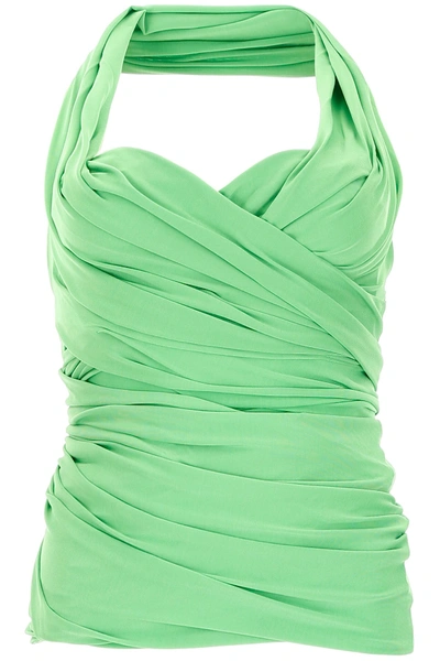 Shop Balenciaga Draped Bustier Top In Acid Green