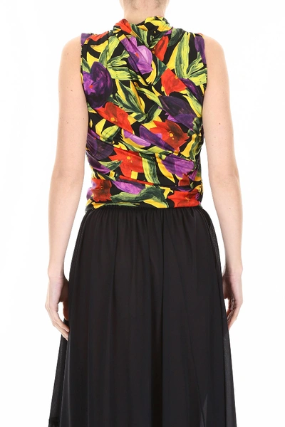 Shop Balenciaga Floral Printed Top In Purple Black