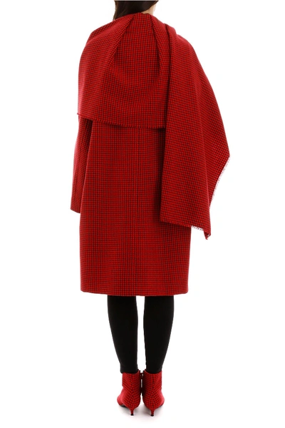 Shop Balenciaga Houndstooth Coat In Red