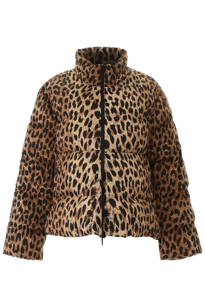 Shop Balenciaga Leopard-printed Puffer Jacket In Beige