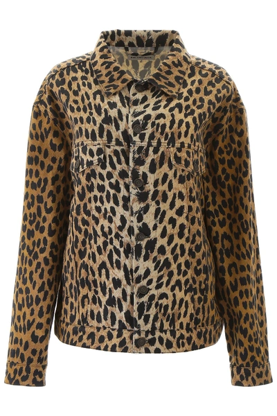 Shop Balenciaga Leopard Print Jacket In Beige