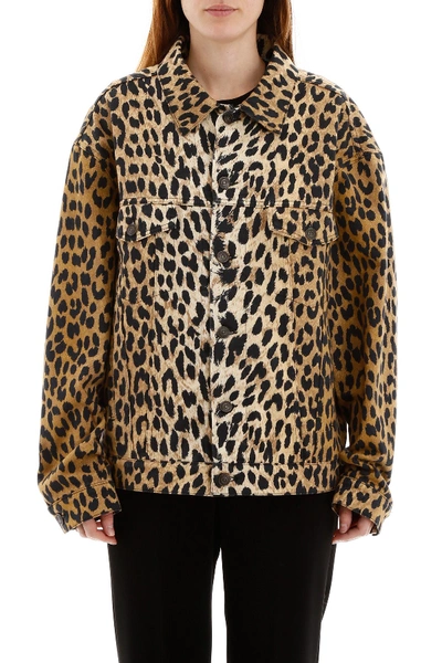 Shop Balenciaga Leopard Print Jacket In Beige