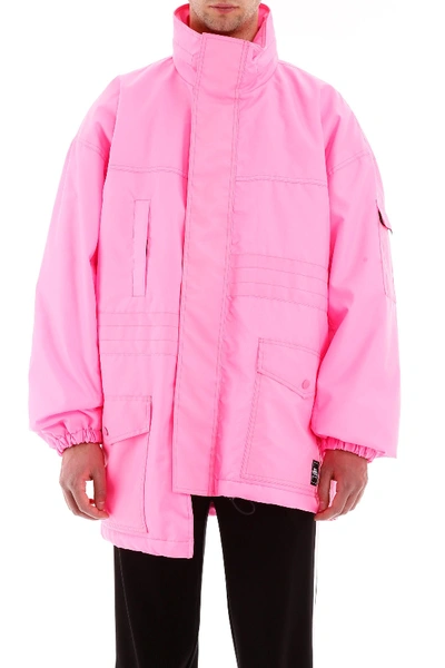 Shop Balenciaga Neon Asymmetrical Parka In Ultrapink