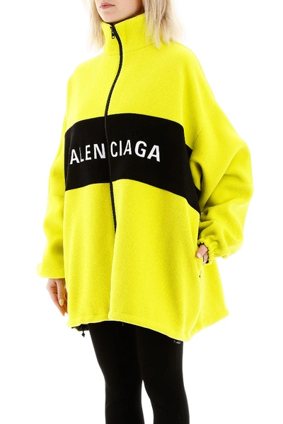 Shop Balenciaga Neon Wool Jacket In Fluo Yellow