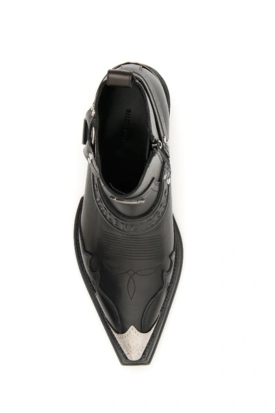 Shop Balenciaga Santiag Harness Boots In Black Nikel