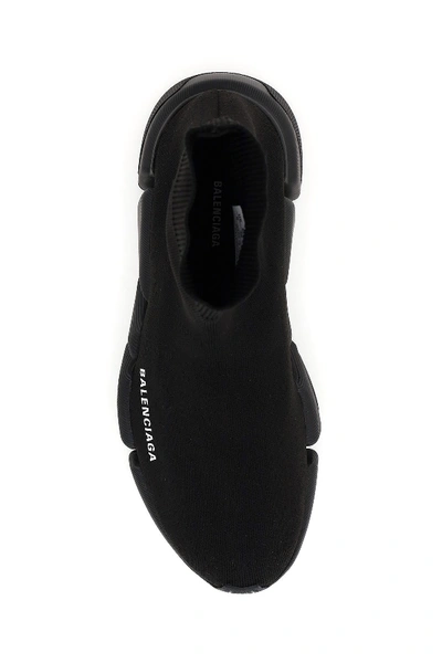 Shop Balenciaga Stretch Knit Speed Sneakers In Black Black Black