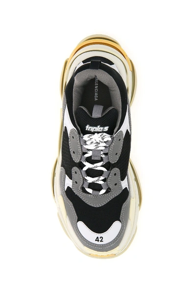 Shop Balenciaga Triple S Sneakers In Grey Yellow