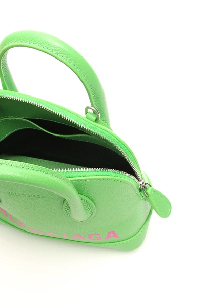 Shop Balenciaga Ville Xxs Bag With Logo In Light Green Fuchsia