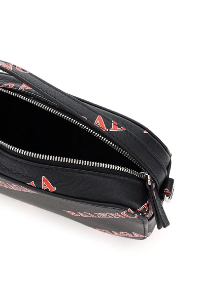 Shop Balenciaga Xs Everyday Camera Bag With Sporty Logo In Nba Black Red