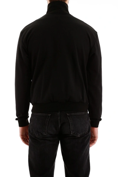Shop Balenciaga Zip-up Sweatshirt With Logo Embroidery In Black White