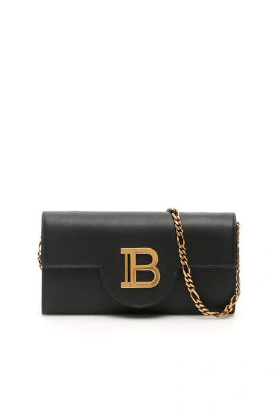 Shop Balmain B-wallet On Chain In Noir