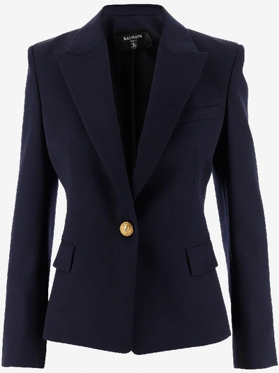 Shop Balmain Jackets In Blue