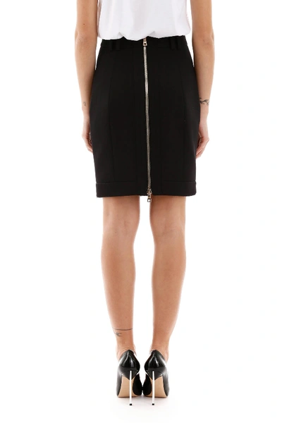 Shop Balmain Wool Buttoned Skirt In Noir