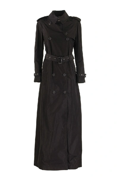 Shop Burberry Battersea Extra Long Shape-memory Taffeta Trench Coat In Black
