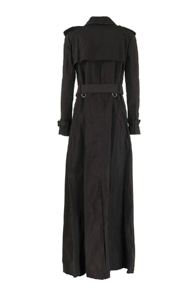 Shop Burberry Battersea Extra Long Shape-memory Taffeta Trench Coat In Black