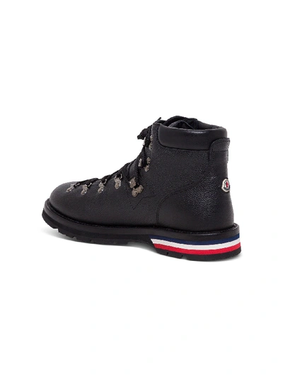 Shop Moncler Leather Ankle Boots With Tricolor Sole In Black