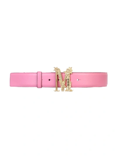 Shop Moschino Belt With Logo In Pink