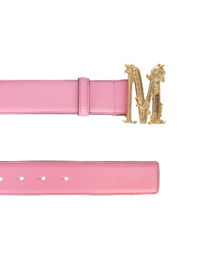 Shop Moschino Belt With Logo In Pink