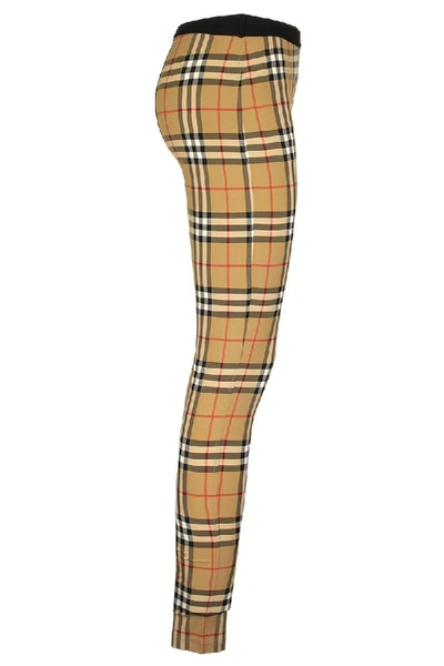 Shop Burberry Belvoir Logo Detail Vintage Check Leggings In Archive Beige