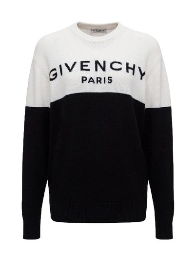 Shop Givenchy Bicolor Sweater With Logo In Black