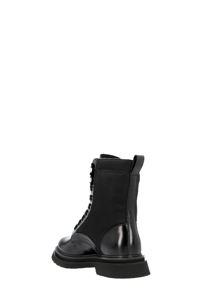 Shop Prada Black Leather Ankle Boot With Logo In Nero