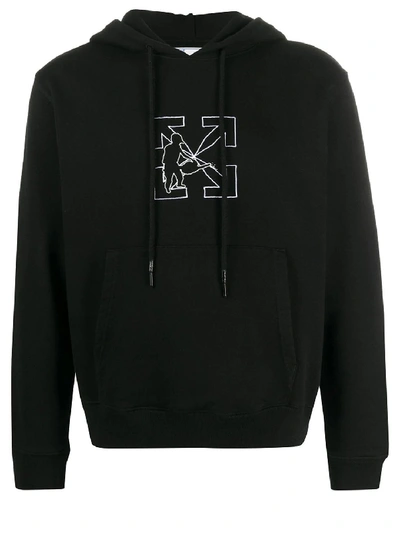 Shop Off-white Black Logo Workers Hoodie