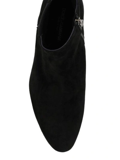 Shop Dolce & Gabbana Black Suede Ankle Boot In Nero