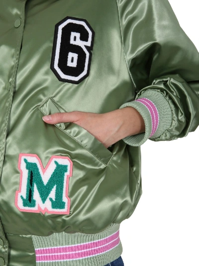Shop Mm6 Maison Margiela Bomber With Patch In Green