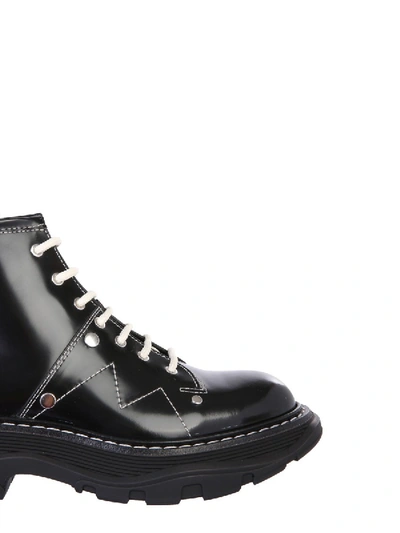 Shop Alexander Mcqueen Boots With Laces And Tread Sole In Black