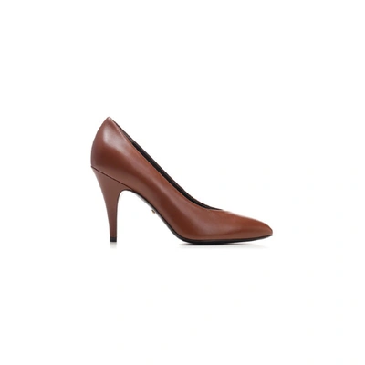 Shop Gucci Brown Leather Pumps In Beige