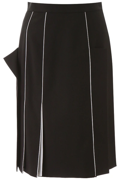 Shop Burberry Bicolor Skirt In Black