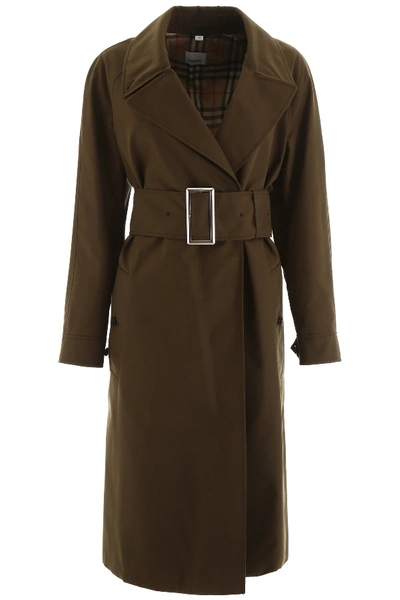 Shop Burberry Camelford Trench Coat In Dark Military Khaki