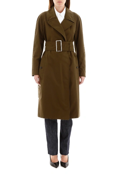 Shop Burberry Camelford Trench Coat In Dark Military Khaki