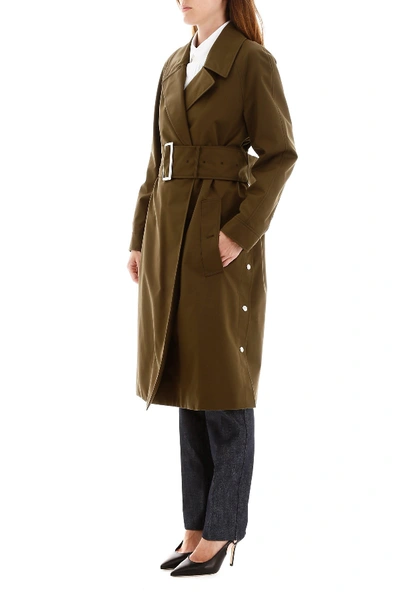 Shop Burberry Camelford Trench Coat In Dark Military Khaki