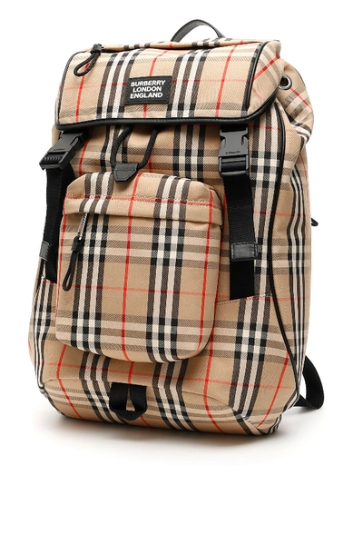 Shop Burberry Check Rocky Backpack In Archive Beige