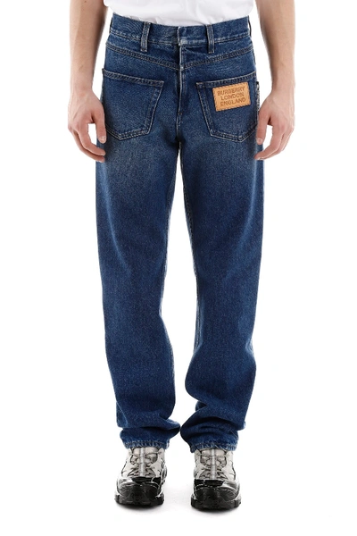 Shop Burberry Five Pocket Jeans In Indigo Blue
