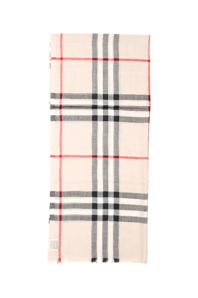 Shop Burberry Giant Check Gauze Scarf In Stone Check