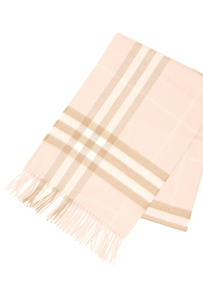 Shop Burberry Giant Check Scarf In Pale Blush