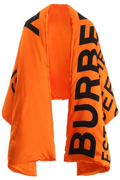 Shop Burberry Horseferry Padded Scarf In Orange Black