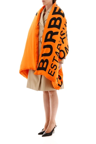 Shop Burberry Horseferry Padded Scarf In Orange Black