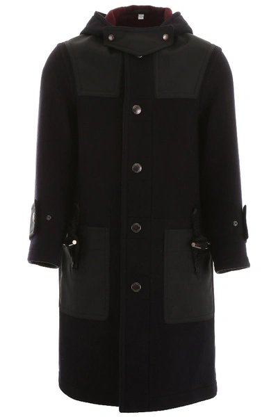 Shop Burberry Pencaster Pea Coat In Navy Burgundy