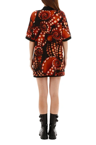 Shop Burberry Printed Mini Dress In Coral Red