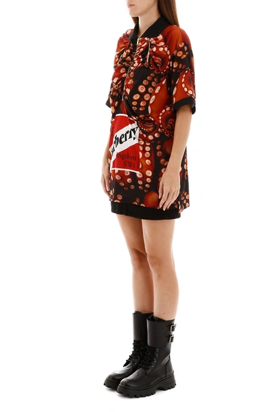 Shop Burberry Printed Mini Dress In Coral Red