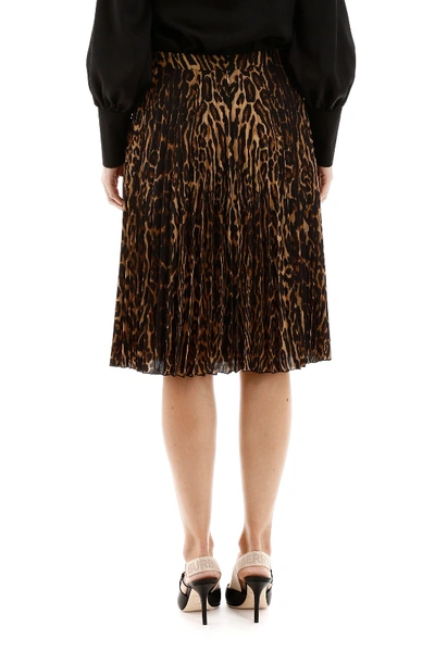 Shop Burberry Pleated Animalier Skirt In Dark Mustard