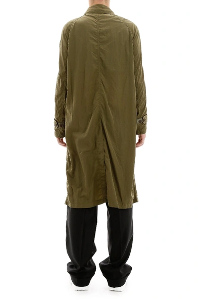 Shop Burberry Raincoat With Cargo Pockets In Light Moss