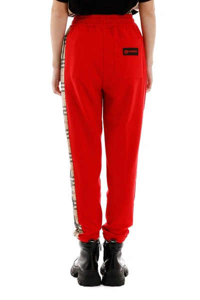 Shop Burberry Raine Trousers With Check Insert In Bright Red