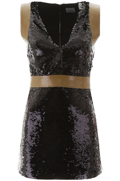 Shop Burberry Sequined Mini Dress In Black